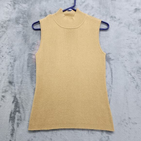 Vintage Classic Elements Sweater Womens S Gold Metallic Mock Neck Sleeveless - Picture 1 of 8